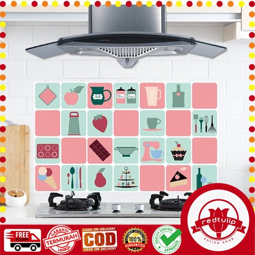 Stiker Dinding Motif Wallpaper Dapur Anti Minyak Kitchen Sheet Import Murah