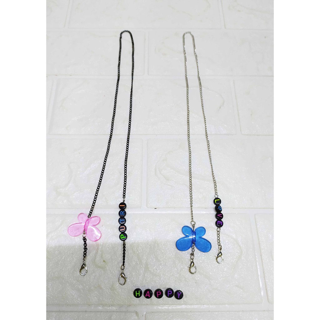 (Bisa Custom Nama) Kalung Masker - Strap Masker Cantik Bahan Rantai