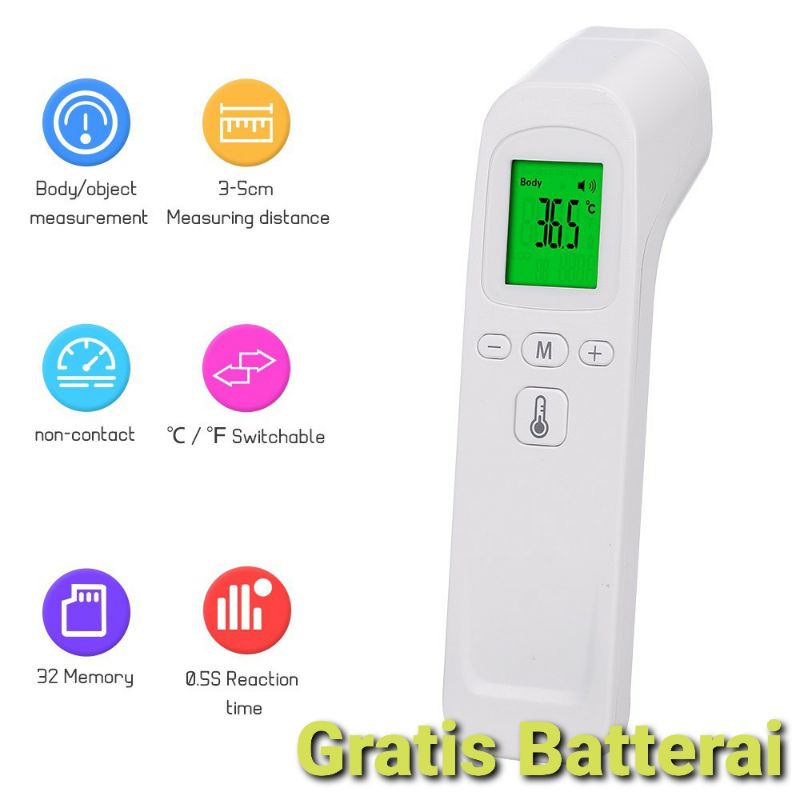 Termometer Dahi Digital Infrared Non-Contact Presisi Tinggi Dengan Alarm