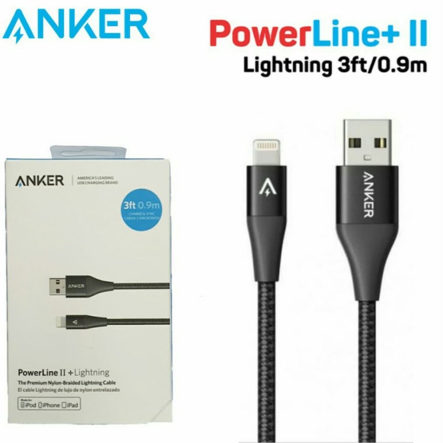 Kabel Data ANKER Nylon PowerLine+ II Cable USB Lightning 3ft A8452