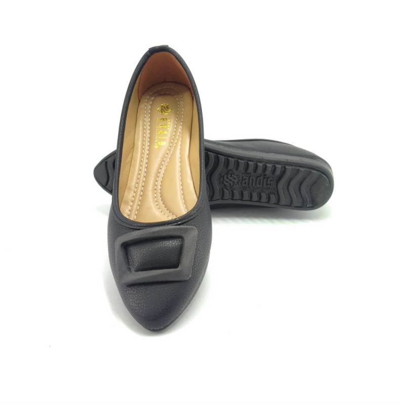 Sepatu Flat Wanita Kulit Sintetis Sol Karet