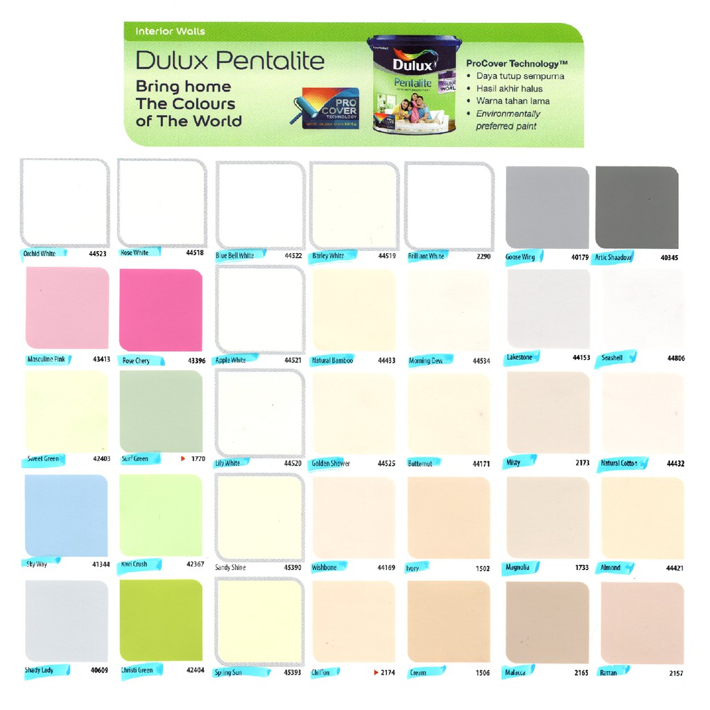 Dulux Pentalite Warna Standar Galon Cat Interior 2 5 Lt Shopee Indonesia