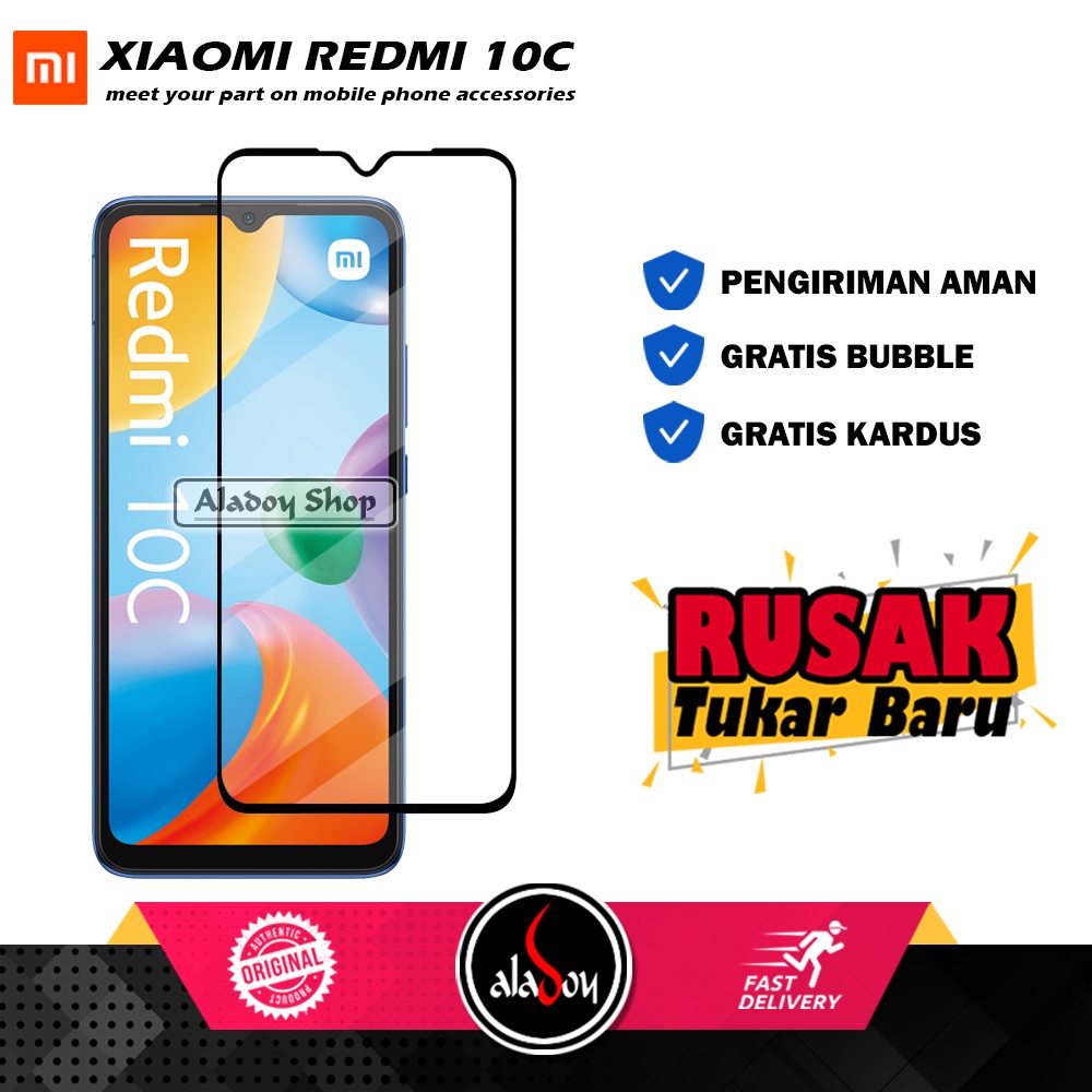 Case Xiaomi Redmi 10C 2022 Armor Fushion Transparent Casing + Tempered Glass Full Layar dan Skin Carbon