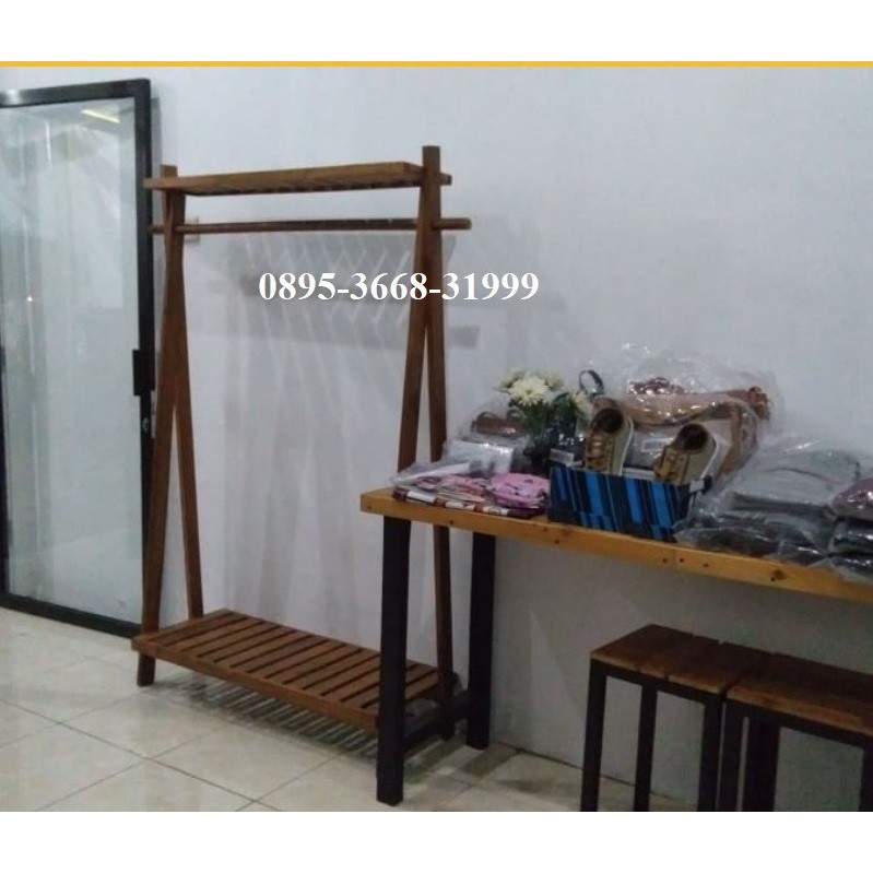 Rak Gawangan Baju/ Rak Gawang Kayu/ Rak Gawang Baju Kayu