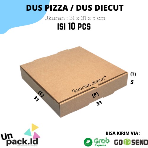 

(ISI 10 PCS) KARDUS PIZZA UK. 31 x 31 x 5 / DUS KEMASAN MURAH / KOTAK JAM / DUS BAJU