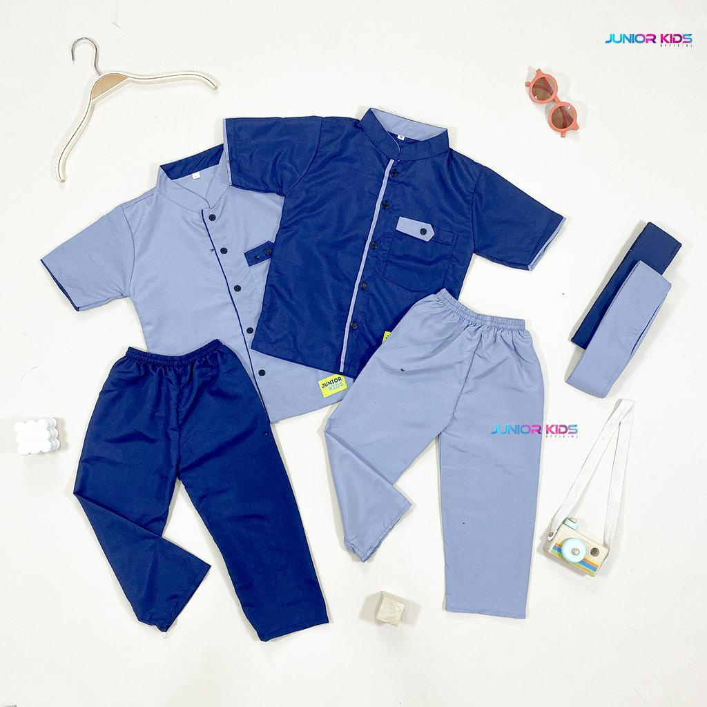 Junior kids - set koko adam setelan koko kancing anak laki laki usia 1-10 tahun