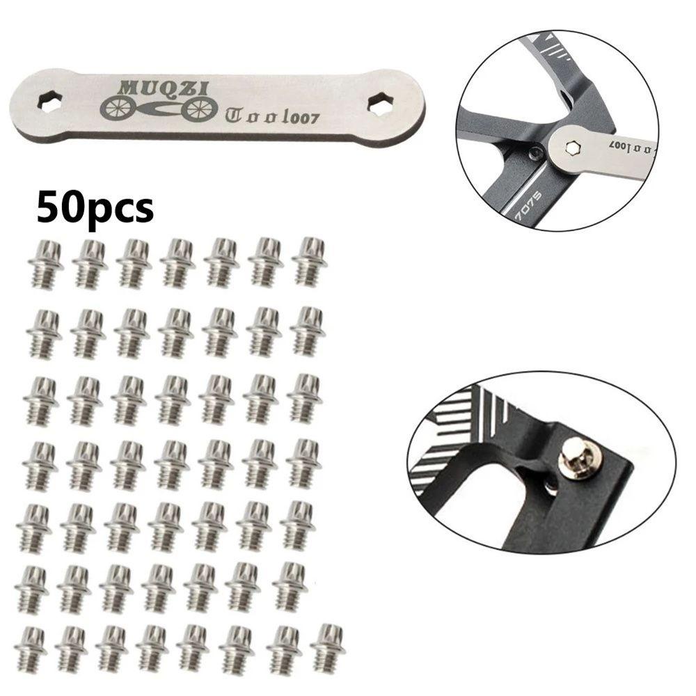 Lanfy Baut Pedal Sepeda Bersepeda 50PCS Bagian Sepeda Pedal Bagian Dengan Kunci Pas Pedal Sepeda Pedal Skid-proof Studs