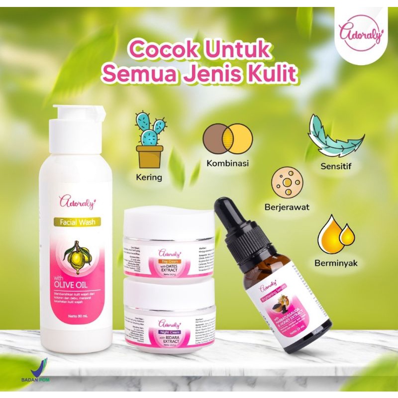 ADORALY SKINCARE BPOM - Skincare Pembersih Flek Hitam dan Jerawat + Serum