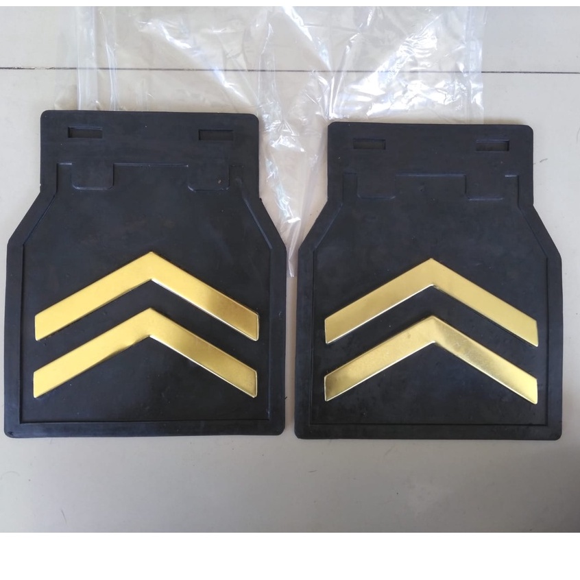 Karpet Lumpur mobil Pickup karpet ceceret roda Lis warna warni karpet Sersan Kuning Emas  Mudguard Universal ukuran 22x26cm satu pasang 2 pcs setting bisa posisi depan atau belakang