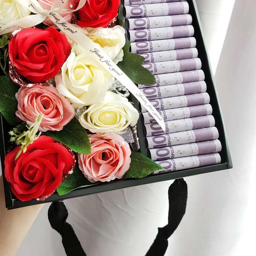 

♣ Flower Box Square - Kotak Kado Lipat - Kotak Kerajinan Bunga GB002 ✷