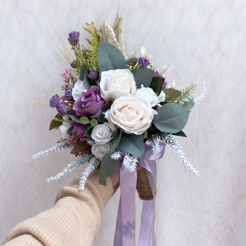 Wedding hand bouquet buket bunga kering warna pastel korean style custom mewah premium pernikahan lamaran wedding engagement