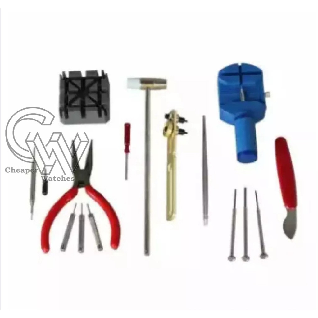 Cheaper-Alat Perlengkapan Set Service Jam Tangan Alat Servis 16pcs ToolKit Watch