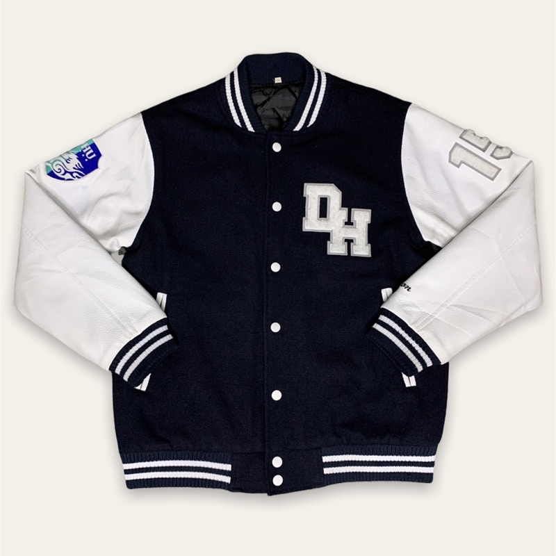 Varsity Univ Leather DH. BLACK WHITE