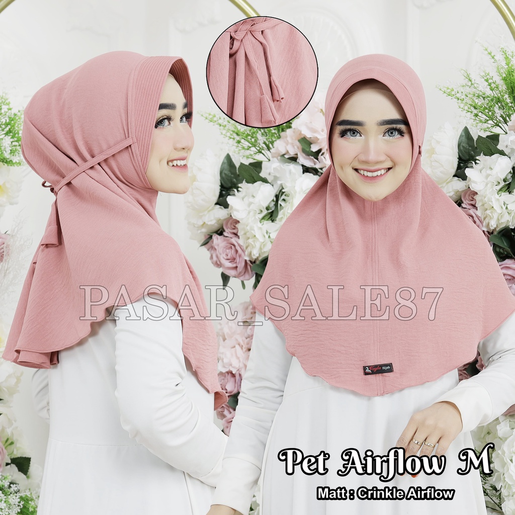 BERGO MARYAM TALI AIRFLOW PET SIZE M HIJAB INSTAN TALI CRINKLE AIRFLOW PASAR HIJA'B