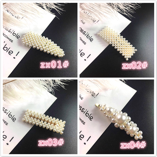 Klip Penjepit Rambut dengan Model Sisi Ganda dan Hiasan Mutiara Bergaya Japanese Pearl hairpin