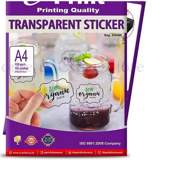 

♚ E-Print Transparent Sticker A4 / Kertas Stiker Transparan Eprint A4 ☏