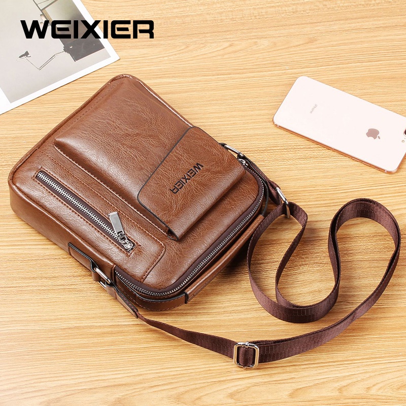 WEIXIER 8602 Tas Selempang Pria Kulit Sling Bag Premium WK-SBY