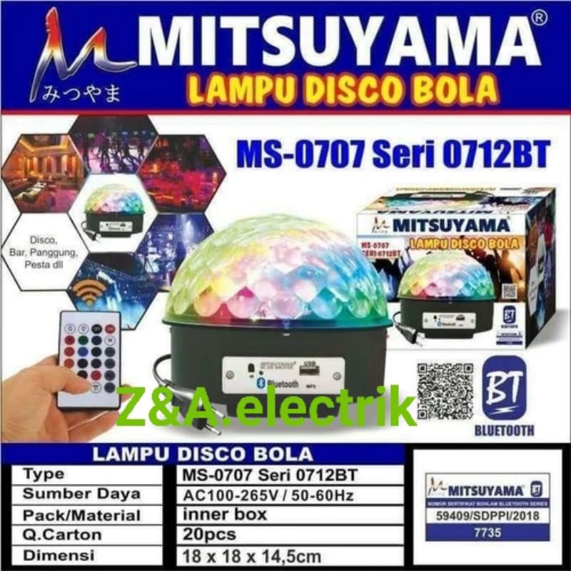 Lampu Disco Bola MS-Seri 0712BT 6 warnah Sensor Suarah