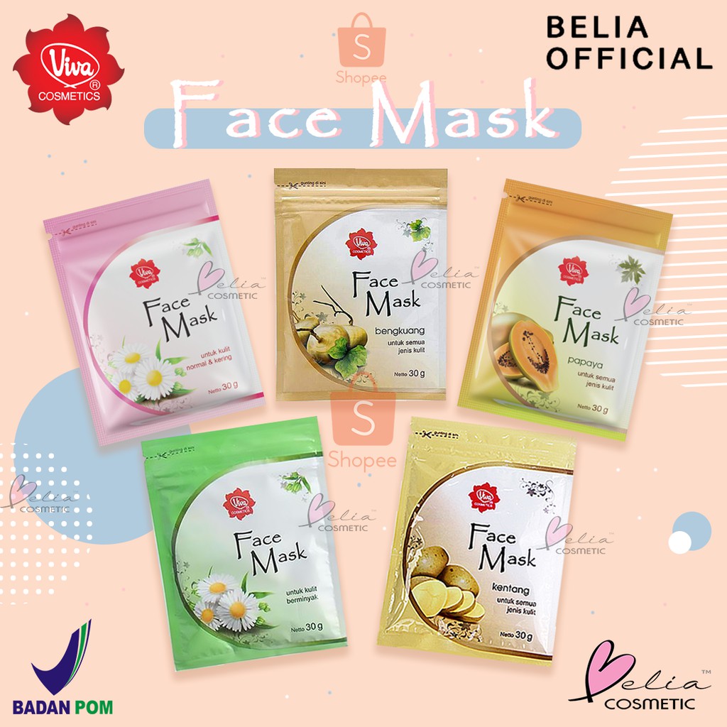 ❤ BELIA ❤ Viva Face Mask Masker Wajah 30g BPOM Halal