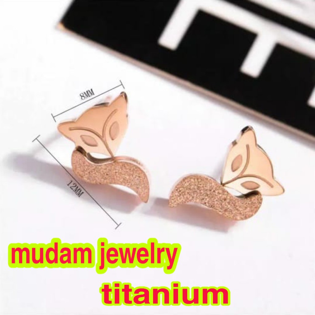 Anting Titanium Fox ( Rubah ) Rose Gold