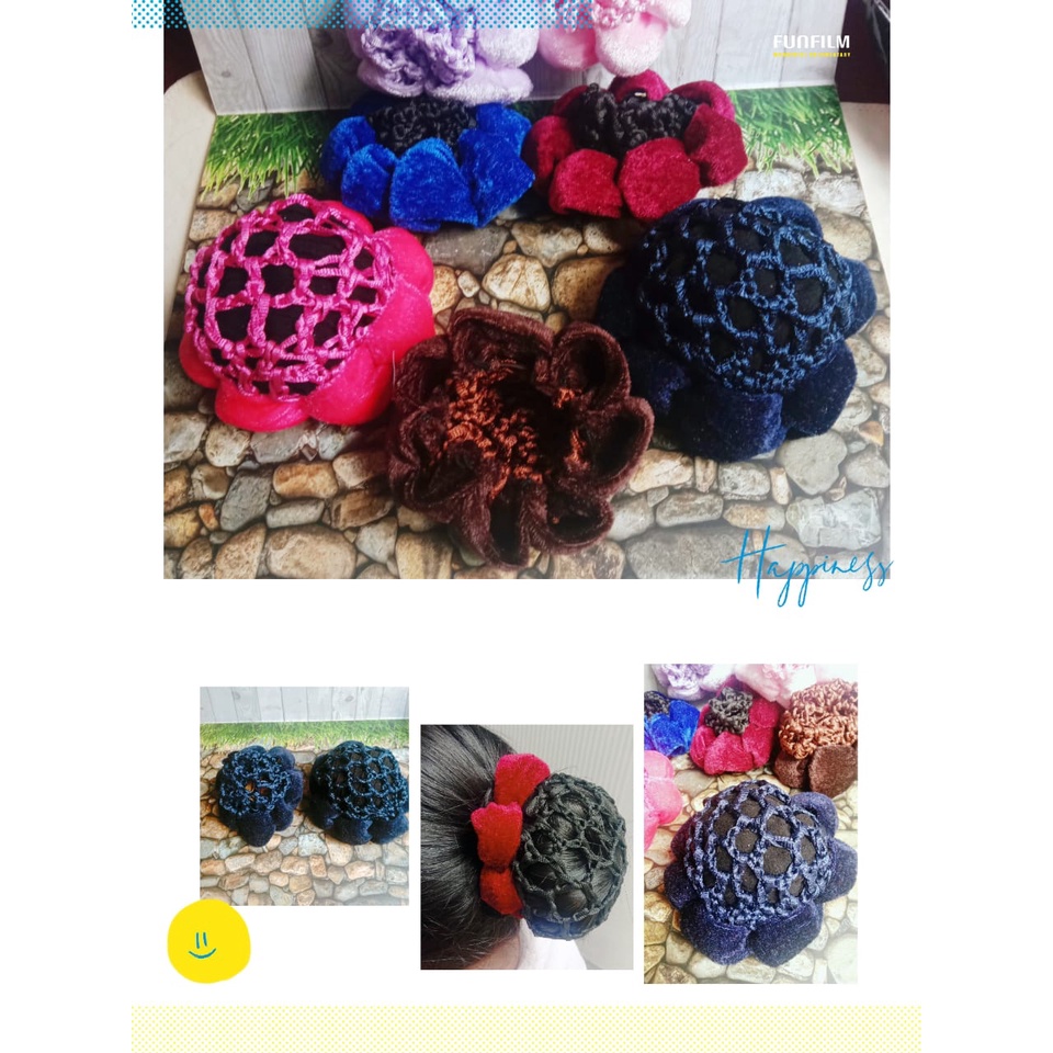 Cepol Rambut Jaring HairNet Hernet Hair Net Pramugari Perhiasan Rambut Cepol Busur Ikatan Jaring Ram