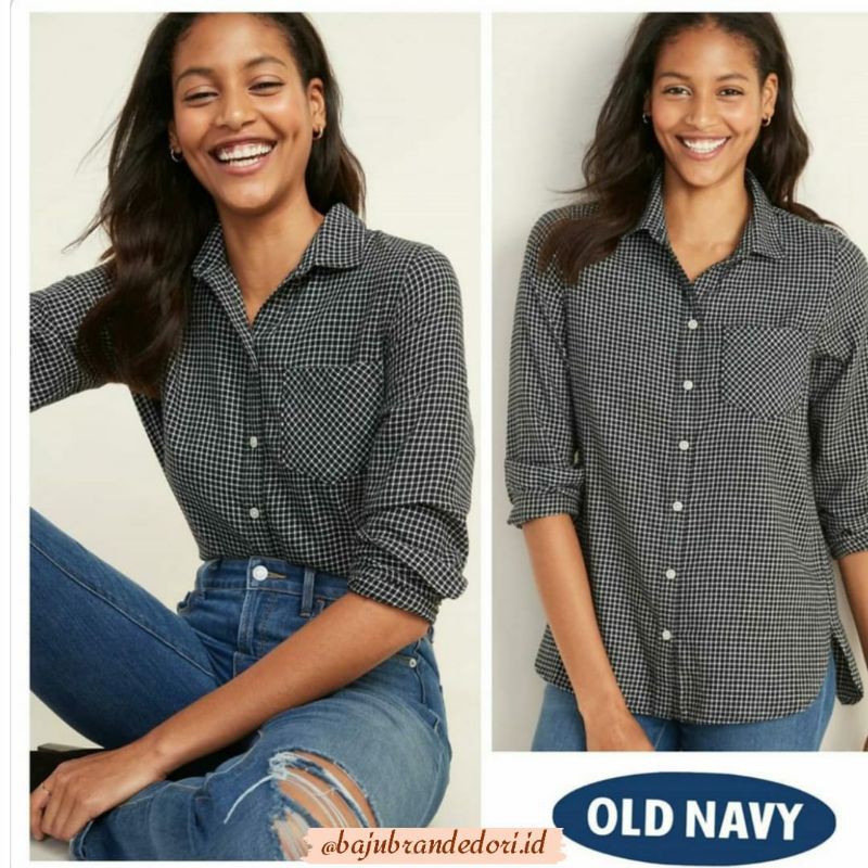 Old Navy Plaid Flanel Shirt - Small Black
