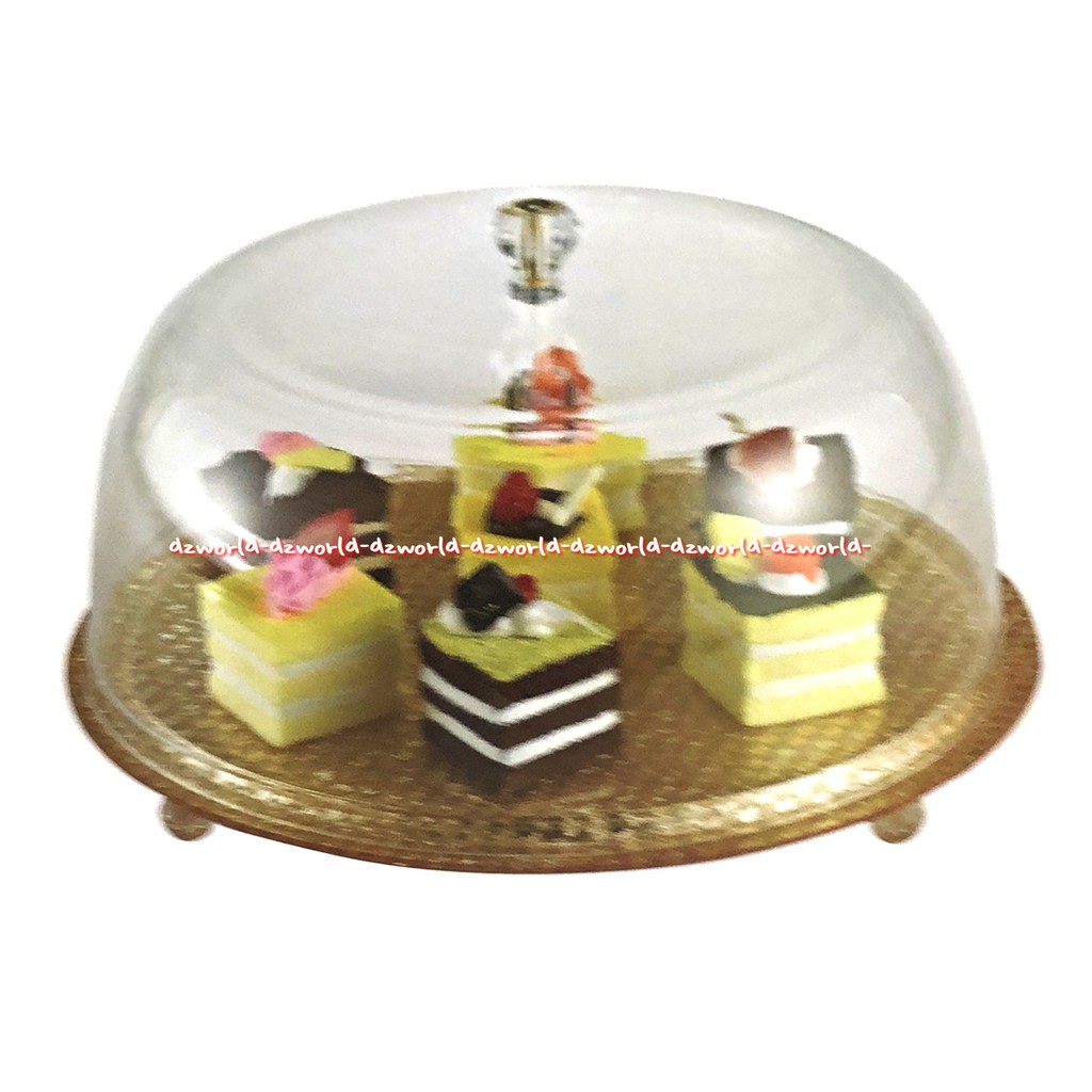 Krishome Cake Stand Gold Circle Tempat Snack Kue Emas 33cm