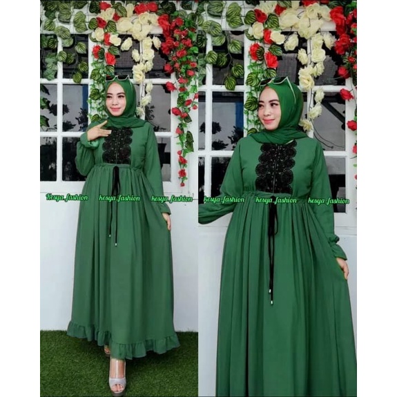 serena maxi ceruty bebydoll / gamis syarii  ceruty renda impor /gamis ceruty terbaru