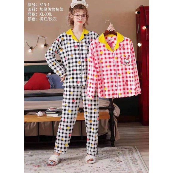 Piyama Import Piyama PP Baju tidur Wanita Dewasa Import Lengan Panjang PREMIUM C07-C2