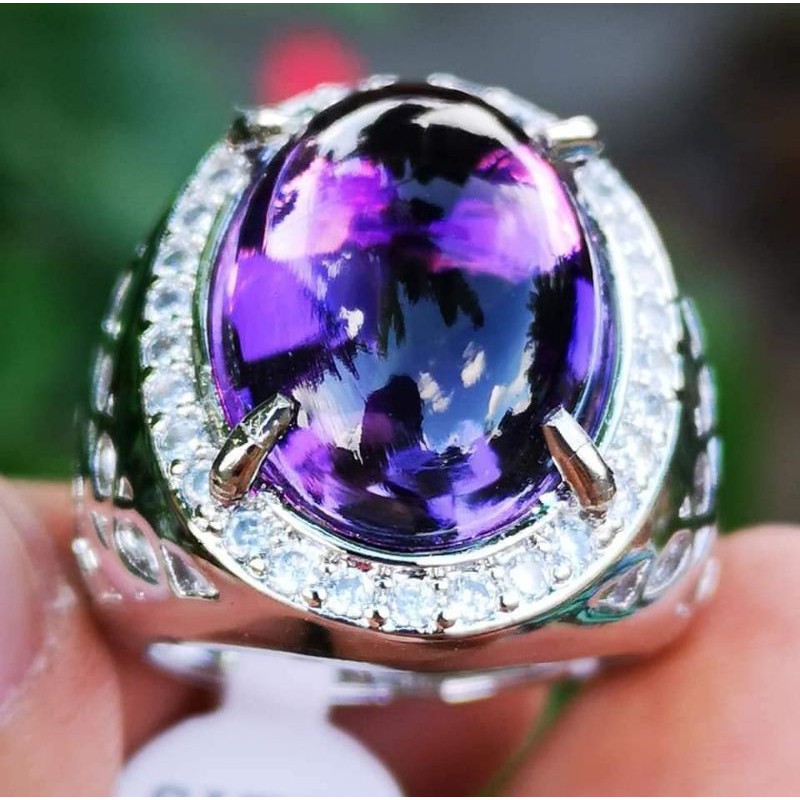 Cincin Natural Batu Kecubung Kalimantan Top Kristal