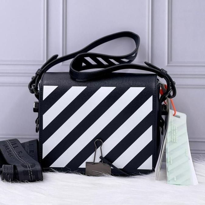 

OFF WHITE DIAGONAL BINDER CLIP BAG BLACK