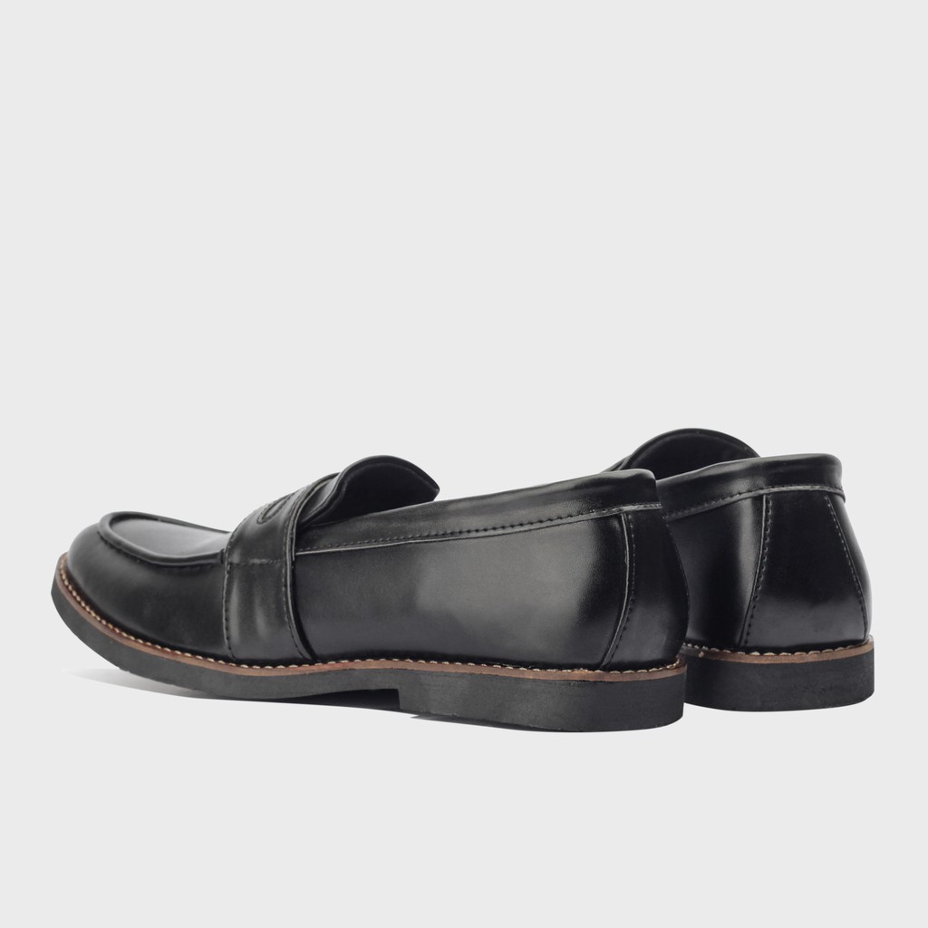 HARPER BLACK ORIGINAL x GIANT FLAMES Sepatu Loafers Hitam Pria Slip On Simple Formal Casual Kerja Kantor Slop Resmi Kantoran Pesta Kondangan Selop Jalan Santai Hangout Kuliah Penny Loafer Semi Kulit Premium Big Size Jumbo Ukuran Besar 44 45 Keren Terbaru