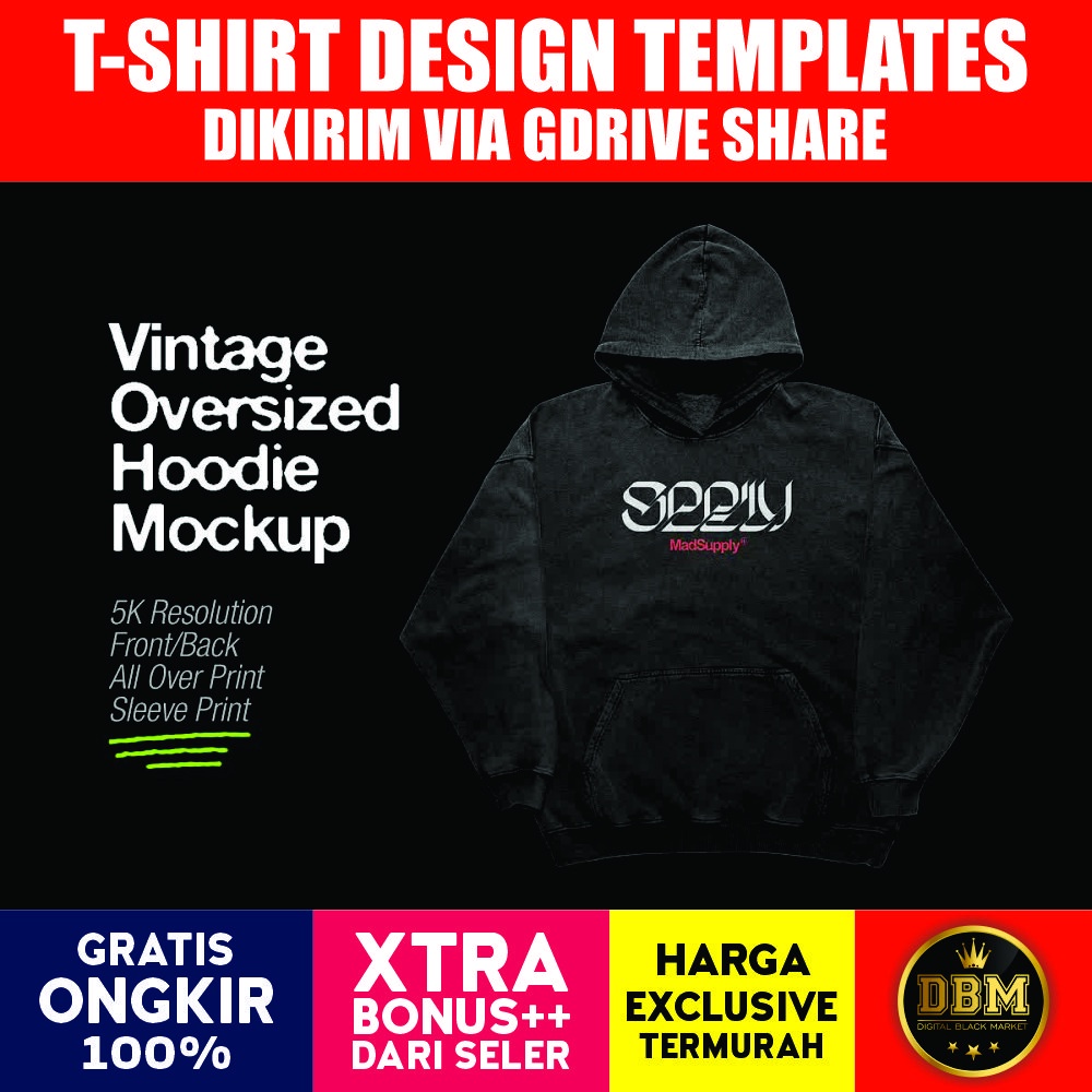 Vintage Pullover Hoodie Mockup - Photoshop