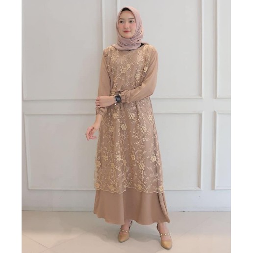 Alma Dress Brukat/Tunik Brukat/Dress Kondangan/Dress Wisuda