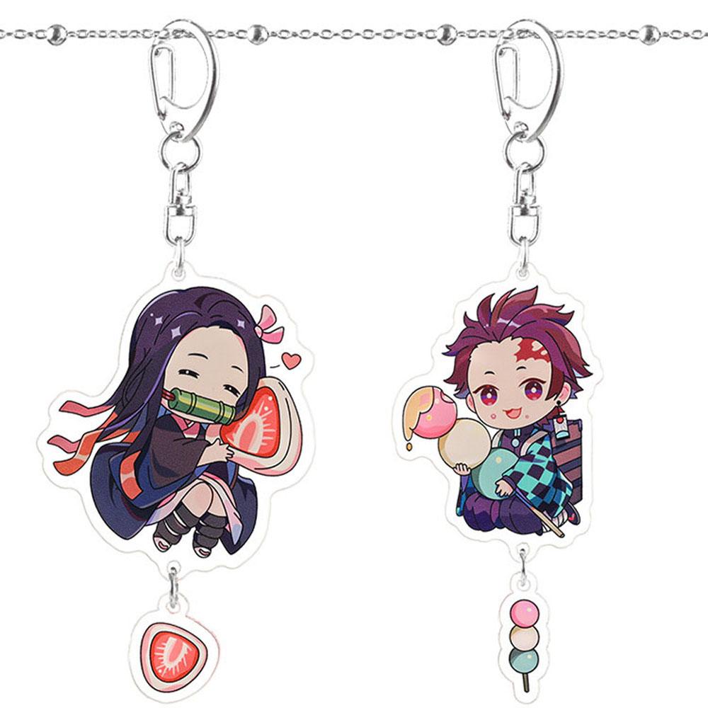 Lanfy Demon Slayer Gantungan Kunci Untuk Anak Zenitsu Kimetsu No Yaiba Miniatur Tanjirou Scultures Giyuu Key Ring