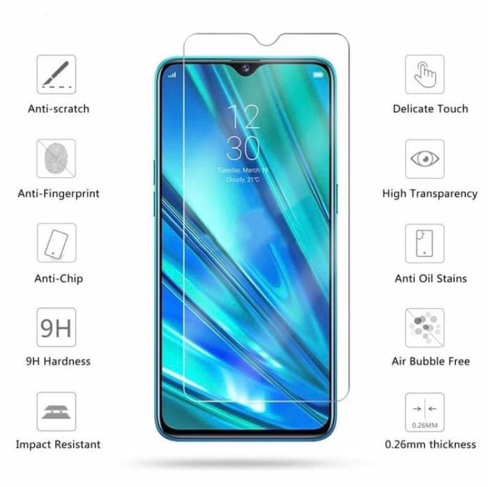 TEMPERED GLASS REALME C15- ANTI GORES KACA FULL BENING