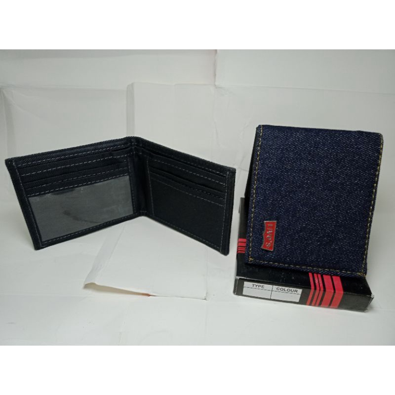 Dompet pria kantor / dompet pria bahan jeans variasi logo lives / dompet Hits C