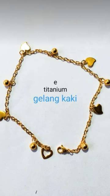 Gelang kaki titanium asli, awet, tidak luntur