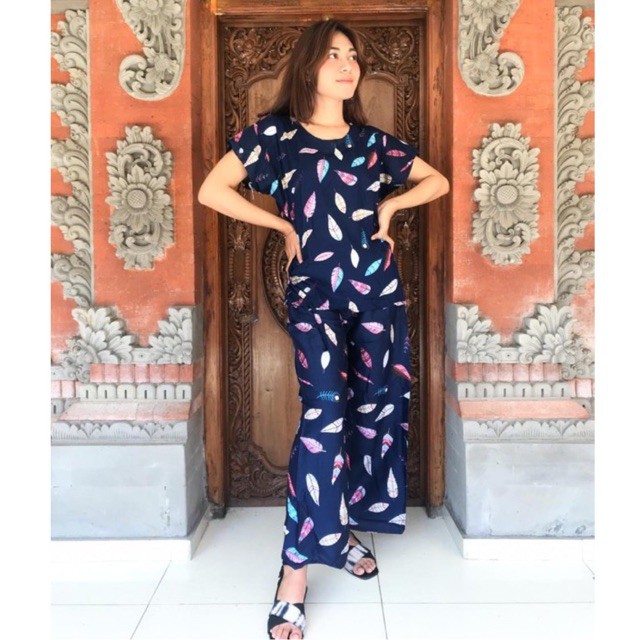 One Set Piyama Tali babydoll bulu A079