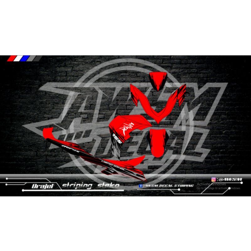 DECAL AEROX NEW FULL BODI MERAH HITAM