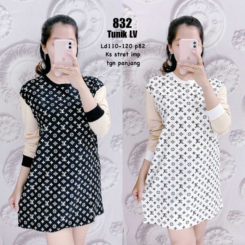 DRESS TUNIK WANITA IMPORT PREMIUM LV LOUIS VUITTON 832