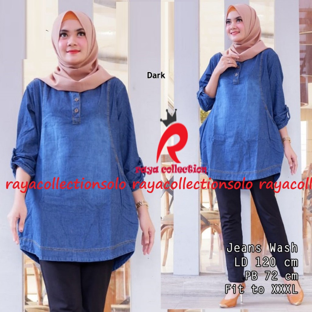 LUNA JUMBO BLOUSE / EMIRA BLOUSE / JEANY JUMBO / BLOUSE JEANS JUMBO BUSUI REALPICT ORI RC