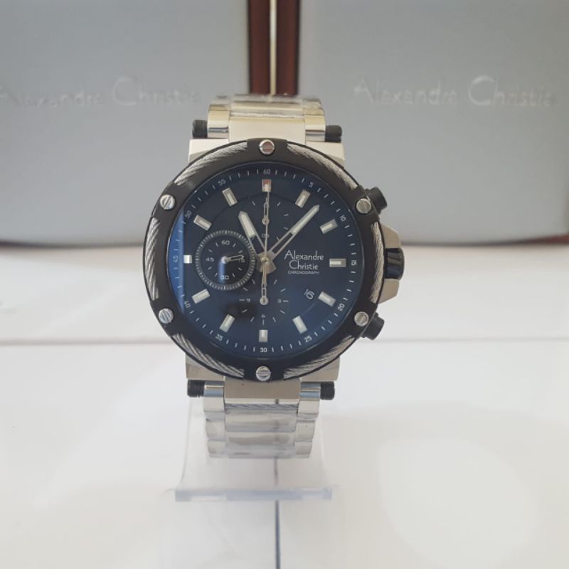 Jam Ac6561 Silver Black // Alexandre Christie Pria AC 6561 MC Original