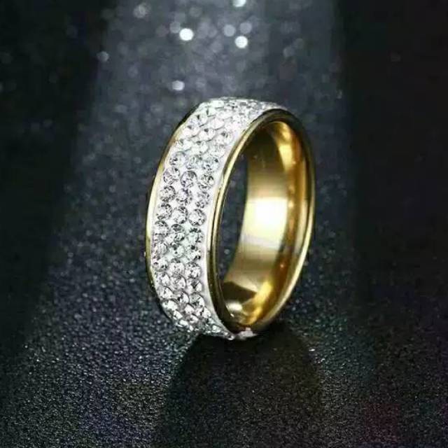 Cincin Wanita Cewek Titanium Putih silver full diamond asli cewe couple tunangan kawin nikah ori