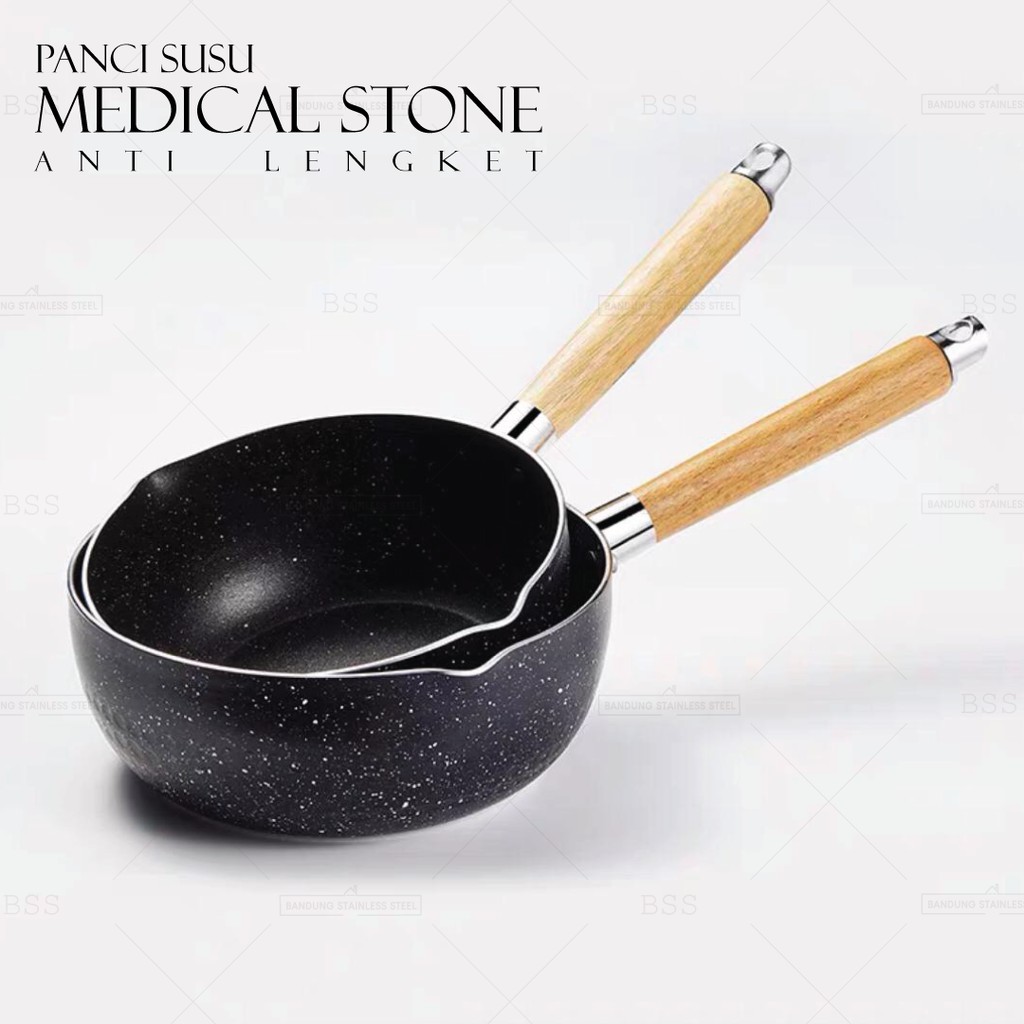 PANCI SUSU MEDICAL STONE TANPA TUTUP 18CM 20CM ANTI LENGKET TEBAL HITAM NON-STICK