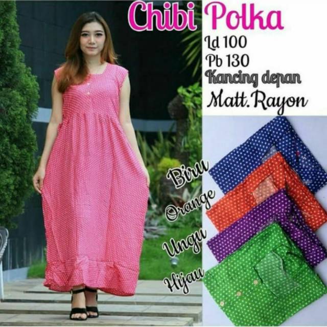 Daster yukensi cibi polka dress panjang