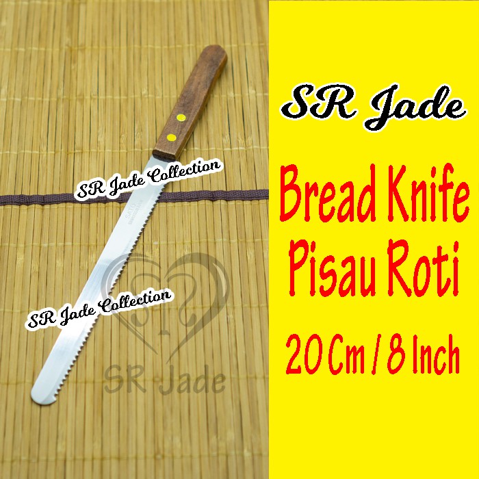 Promo Pisau Roti 20 Cm Pisau Kue Bread Knife 8" Gerigi Stainless Steel Gagang Kayu Kl5oBRcd55NVL