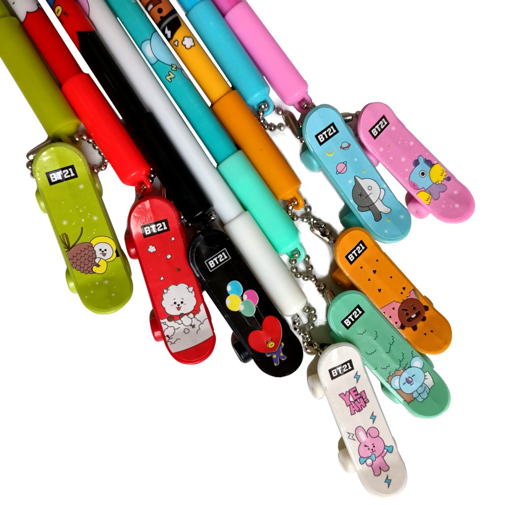 

pulpen gel karakter lucu gantungan penggaris skateboard , manik / ballpoint fancy lucu kpop