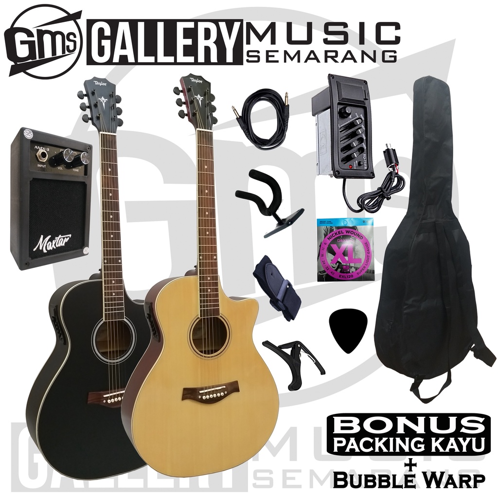 Gitar Akustik Elektrik Taylor Custom Equalizer 7545r Paket Super Komplit