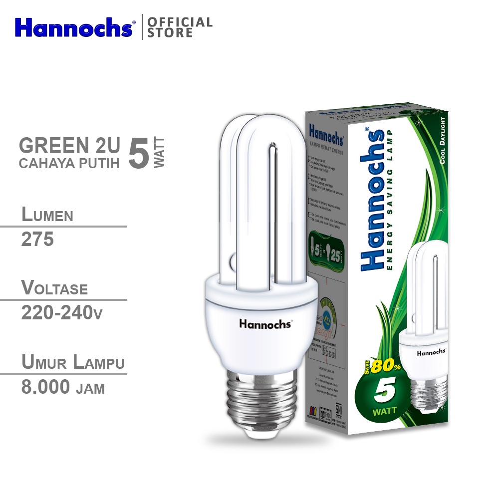 LAMPU HANNOCHS 2U/3U/4U COOL DAYLIGHT PUTIH